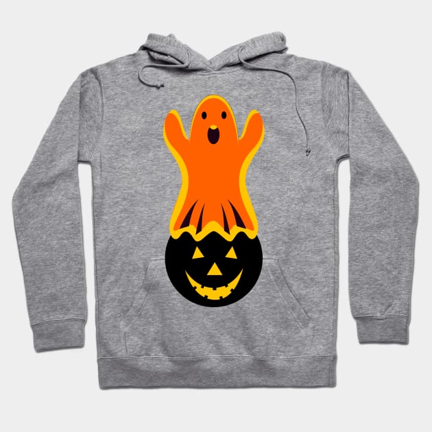 Funny Pumpkins Ghost Halloween Hoodie by Salma Ismail